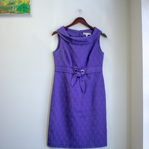 Madison Leigh Purple Belted Cowl Neck Formal Dress Size 6 - Picture 1 of 8